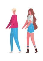 women avatars cartoons with casual cloth vector design