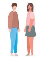 Woman and man avatar cartoon vector design