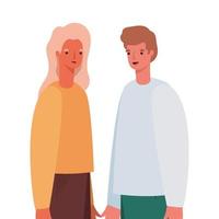 Woman and man avatar cartoon vector design