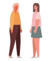 dos mujeres avatares diseño vectorial vector