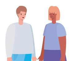 Woman and man avatar cartoon vector design