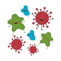 Covid 19 virus kawaii cartoons vector design