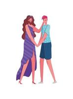Woman and man cartoon with costume vector design