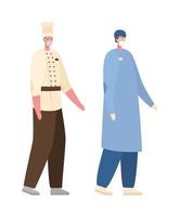Isolated male doctor and chef with masks vector design