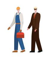 Male constructer and captain with masks vector design