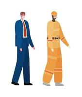 Male constructer and businessman with masks vector design