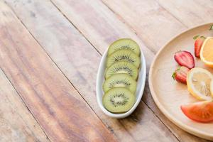 Fresh sliced kiwi fruit photo