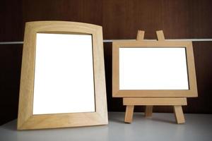 Photo frame on table with copy space