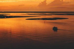 Aerial photo of calm water near islands