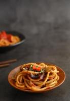 Italian spaghetti pasta with tomato sauce photo
