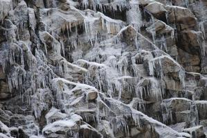 Icicles on rocks photo