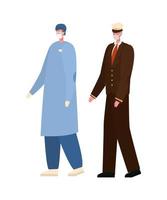 Isolated male doctor and captain with masks vector design