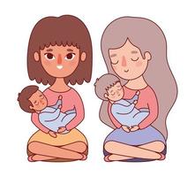 Mothers with babies design vector