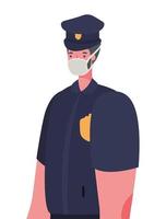 Policía masculino con diseño de vector de máscara
