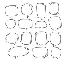 Collection Speech Bubble or Chat Elements in Cartoon Sketch Hand Drawn Bubble Speech Vector Illustration