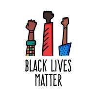 Las vidas negras importan diseño de banner con ilustración de vector de mano de puño afroamericano
