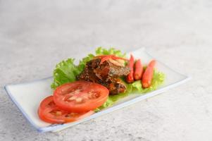 Appetizers with spicy sardines photo