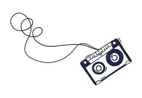 Hand Drawing Audio Cassette Vector Illustration. Scribble Music Cassette in Doodle Style