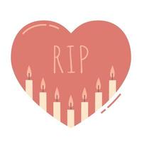 Candles inside the heart. The concept of grief, loss, death. Vector illustration hand-drawn in doodle style