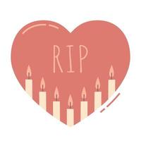 velas dentro del corazón. el concepto de dolor, pérdida, muerte. ilustración vectorial dibujada a mano en estilo doodle vector