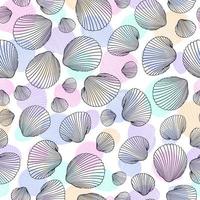 Seamless shell pattern. Vector Illustration of hand drawn seashells in doodle style. Beach design.