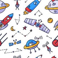 Space seamless pattern print design. Doodle Vector illustration design for fashion fabrics, textile graphics, prints.