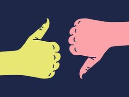 Like and Dislike. Doodle hand drawn vector illustration of colorful like dislike icon in cartoon style.
