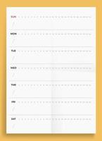 Crumpled Standard Blank Weekly Planner Series A4 Format Paper Size Vector Illustration