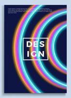 Neon Poster, Retro Design, 80s Sci-fi Pattern, Futuristic Background. Flyer Template. Shapes, Motion, Abstract, Geometric Vector Illustration for Music Party Invitation, Minimalist Banner, 1980 Print.