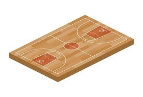 vista isométrica del deporte del campo de baloncesto para web, aplicación. ilustración vectorial de campo naranja con aro, aislado sobre fondo blanco. vista superior de una cancha para el campo de diseño de juegos vector