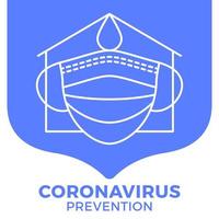 Prevention of Covid-19 All in One Icon Poster Vector Illustration. Coronavirus Protection Flyer With Outline Icon Set. Stay at Home, Use Face Mask, Use Hand Sanitizer