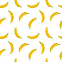 Seamless vector pattern of yellow bananas on a white background. Yellow fruit.