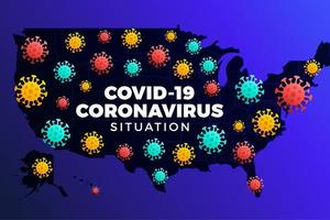 Covid-19 USA map confirmed cases, cure, deaths report worldwide globally. Coronavirus disease 2019 situation update worldwide. America Maps and news headline show situation and stats background vector