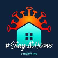 Stay at Home Sign. Covid-19 Coronavirus Written in Typography Poster Design.save Planet From Coronavirus. Stay Safe Inside Home. Prevention From Virus. vector