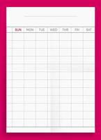 Crumpled Standard Blank Weekly Planner Series A4 Format Paper Size Vector Illustration