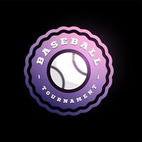 logotipo de vector circular de béisbol. tipografía profesional moderna deporte estilo retro vector emblema y plantilla de diseño de logotipo. diseño de logotipo de béisbol púrpura.