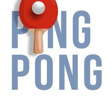 Abstract illustration of ping pong racket isolated on light background. Text ping pong. Vector design table tennis. Vector illustration