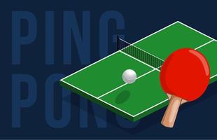 diseño de banner de centro de tenis de mesa. mesa isométrica para el ping pong. ilustración vectorial vector