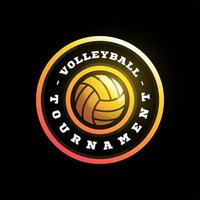 logotipo de vector circular de voleibol. tipografía profesional moderna deporte estilo retro vector emblema y plantilla de diseño de logotipo. logo colorido de voleibol