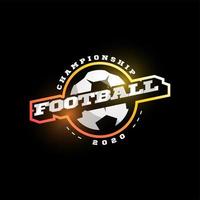 tipografía de deporte profesional moderno de fútbol o fútbol en estilo retro. emblema de diseño vectorial, insignia y diseño de logotipo de plantilla deportiva vector