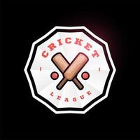 logotipo de vector de círculo de cricket con murciélago cruzado. tipografía profesional moderna deporte estilo retro vector emblema y plantilla de diseño de logotipo. logo colorido de voleibol