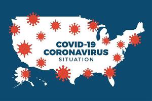 Covid-19 USA map confirmed cases, cure, deaths report worldwide globally. Coronavirus disease 2019 situation update worldwide. America Maps and news headline show situation and stats background vector