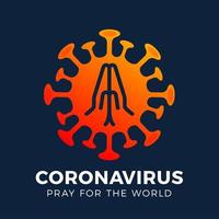 Pray for the World Coronavirus Concept With Hands Vector Illustration.