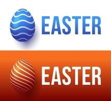 Modern trendy colorful typography Happy Easter on a background of easter eggs. 3D realistic lettering for the design of flyers, brochures, leaflets, posters and cards Vector illustration