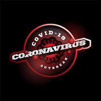 Logotipo vectorial de coronavirus covid-19. tipografía profesional moderna sport 2019-ncov brote en estilo retro vector emblema y diseño de logotipo de plantilla. peligro de coronavirus y enfermedad de riesgo para la salud pública