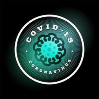 Coronavirus Covid-19 Vector Logo. Modern Professional Circle Sport 2019-ncov Outbreak in Retro Style Vector Emblem and Template Logotype Design. Coronavirus Danger and Public Health Risk Disease