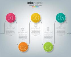 Los iconos y el vector de diseño infográfico se pueden utilizar para el diseño de flujo de trabajo, diagrama, informe, diseño web. concepto de negocio con opciones, pasos o procesos.