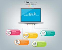 General data protection regulation GDPR infographic template on labtop with icons vector