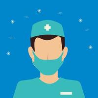 male paramedic with face mask avatar vector