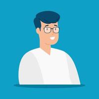 young man with eyeglasses isolated icon vector